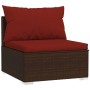 Set Divani da Giardino 9 pz con Cuscini in Polyrattan Marrone