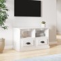 Mobile Porta TV Bianco Lucido 80x35x50 cm in Legno Multistrato