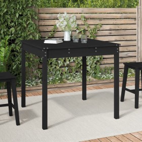 Tavolo da Giardino Nero 82,5x82,5x76 cm Legno Massello di Pino