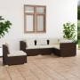 Set Divani da Giardino con Cuscini 5 pz in Polyrattan Marrone