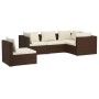 Set Divani da Giardino con Cuscini 5 pz in Polyrattan Marrone