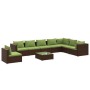 Set Divani da Giardino 9 pz con Cuscini in Polyrattan Marrone