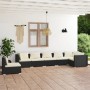 Set Divani da Giardino 7 pz con Cuscini in Polyrattan Nero