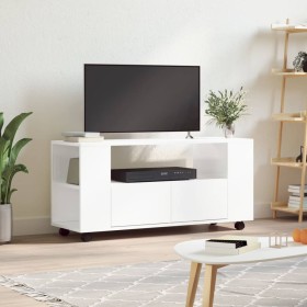 Mobile Porta TV Bianco Lucido 102x34,5x43 cm Legno Multistrato