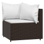 Set Mobili da Giardino 4 pz con Cuscini in Polyrattan Marrone