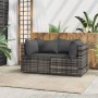 Divani Angolari da Giardino con Cuscini 2pz Polyrattan Grigio