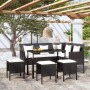 Set Mobili 5 Pz Divano a L con Cuscini in Polyrattan Nero