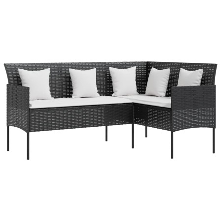 Set Mobili 5 Pz Divano a L con Cuscini in Polyrattan Nero