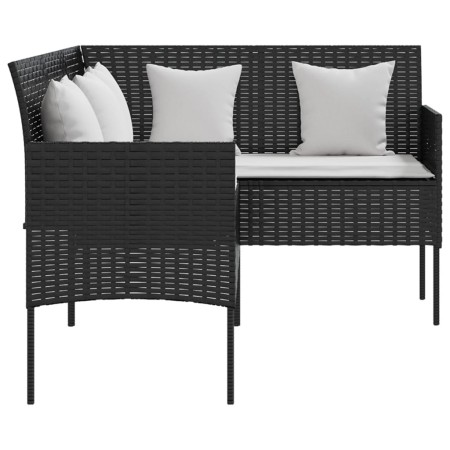 Set Mobili 5 Pz Divano a L con Cuscini in Polyrattan Nero