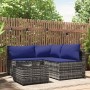 Set Divani da Giardino 4 pz con Cuscini in Polyrattan Grigio