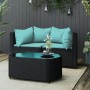 Set Divani da Giardino 3 pz con Cuscini Nero in Polyrattan