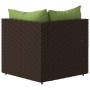 Divani Angolari da Giardino con Cuscini 2pz Polyrattan Marrone