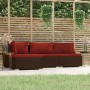 Set Divani da Giardino 4 pz con Cuscini in Polyrattan Marrone