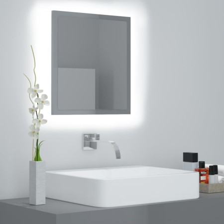 Specchio da Bagno LED Grigio Lucido 40x8,5x37 cm in Acrilico