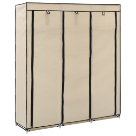 Armadio con Scomparti e Aste Crema 150x45x175 cm in Tessuto