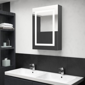 Armadietto Bagno con Specchio e LED Grigio 50x13x70 cm