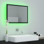 Specchio da Bagno LED Nero Lucido 60x8,5x37 cm in Acrilico