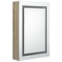 Armadietto Bagno con Specchio e LED Rovere 50x13x70 cm