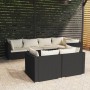 Set Salotto da Giardino con Cuscini 7pz Nero Polyrattan