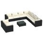 Set Salotto da Giardino 10pz con Cuscini in Polyrattan Nero