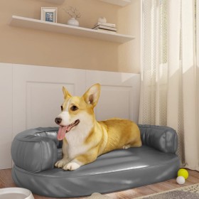 Letto per Cani Ergonomico Gommapiuma Grigio 75x53 cm Similpelle