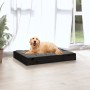 Cuccia per Cani Nera 71,5x54x9 cm in Legno Massello di Pino