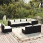 Set Mobili da Giardino con Cuscini 8 pz in Polyrattan Nero