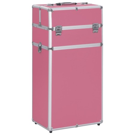 Valigia Trolley per Cosmetici in Alluminio Rosa