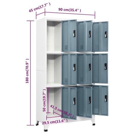 Armadietto Grigio Chiaro e Scuro 90x45x180 cm in Acciaio