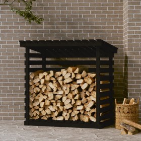 Portalegna Nero 108x73x108 cm in Legno Massello di Pino