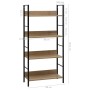 Scaffale Libri 4 Ripiani Rovere 60x27,6x124,5 Legno Multistrato