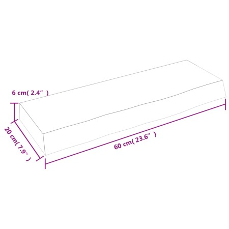 Ripiano a Parete 60x20x6 cm Legno Massello Rovere Non Trattato