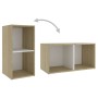 Mobile TV Bianco e Rovere Sonoma 72x35x36,5cm Legno Multistrato