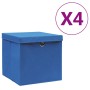 Contenitori con Coperchi 4 pz 28x28x28 cm Blu