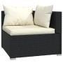 Set Salotto da Giardino 10 pz con Cuscini in Polyrattan Nero