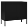 Credenza Nera 75x35x70 cm in Acciaio e Vetro Temperato