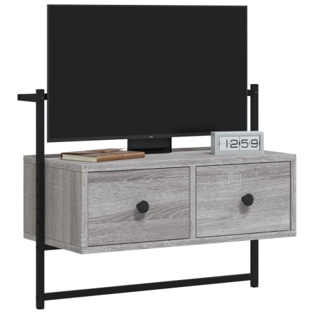 Mobile TV a Muro Grigio Sonoma 60,5x30x51 cm Legno Multistrato