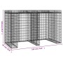 Parete Gabbioni Bidone Spazzatura 192x91x120 cm Ferro Zincato