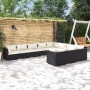 Set Divani da Giardino 10 pz con Cuscini in Polyrattan Nero