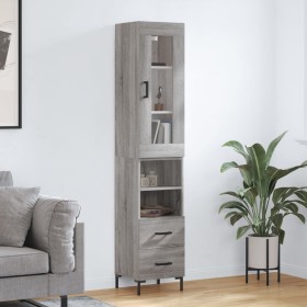 Credenza Grigio Sonoma 34,5x34x180 cm in Legno Multistrato