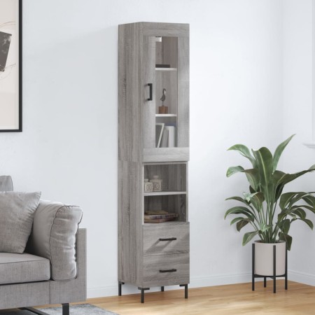 Credenza Grigio Sonoma 34,5x34x180 cm in Legno Multistrato