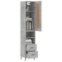 Credenza Grigio Cemento 34,5x34x180 cm in Legno Multistrato