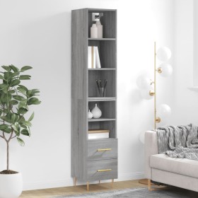 Credenza Grigio Sonoma 34,5x34x180 cm in Legno Multistrato