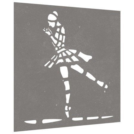 Decorazione Muro Giardino 55x55 cm Ballerina in Acciaio Corten