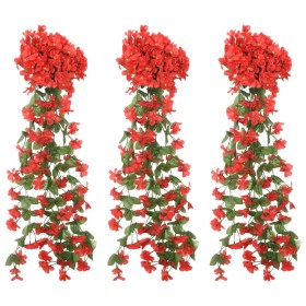 Ghirlande Fiori Artificiali 3 pz Rosso 85cm