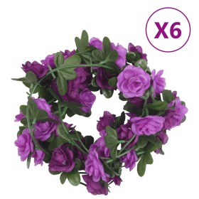 Ghirlande Fiori Artificiali 6 pz Viola Chiaro 240cm