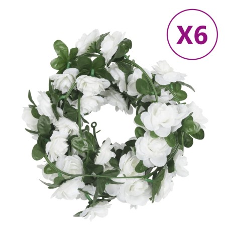 Ghirlande Fiori Artificiali 6 pz Bianco 240cm