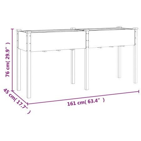 Fioriera con Fodera Marrone 161x45x76cm Legno Massello di Abete