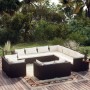 Set Divani da Giardino 11 pz con Cuscini in Polyrattan Nero