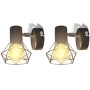 Set 2 Applique con Rete in Stile Industriale Nero Lampadina LED